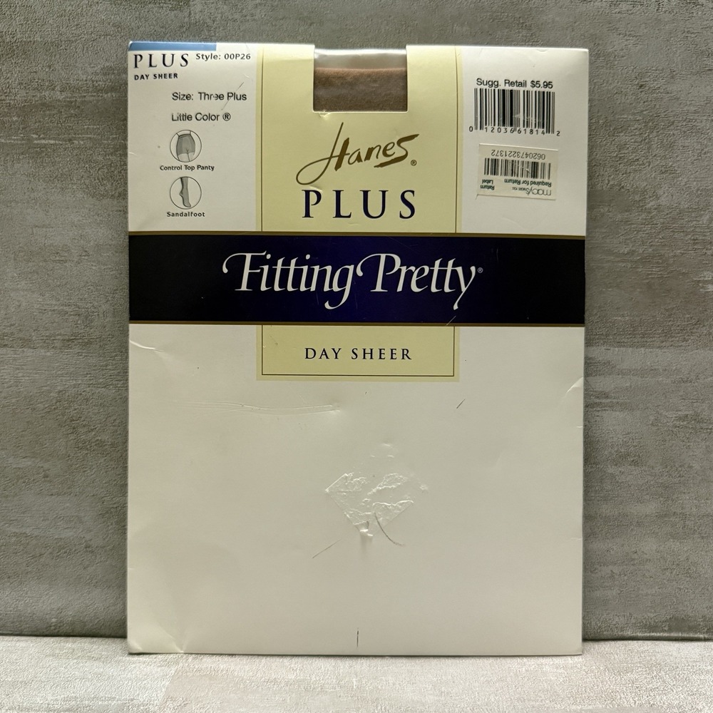 Hanes Plus Fitting Pretty Pantyhose Day Sheer Size 3X Plus Little Tan Sandalfoot